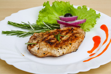 Grilled pork steak