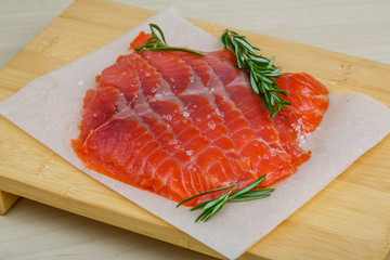 Sliced salmon