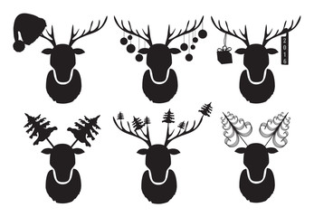Christmas deer. A set of black deer.