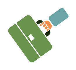 Flat vector image of a hand holding a briefcase