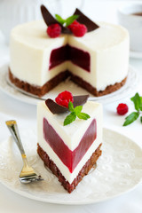 Delicious raspberry cake with raspberry jelly.