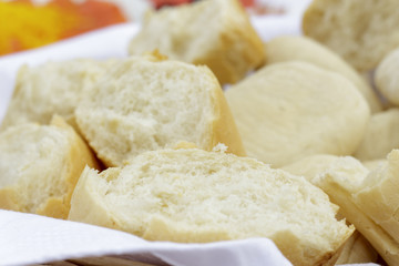 Close-up of pieces of white bread