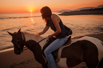 horse ride at sunset