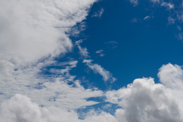 Blue sky with white clouds. Nature background.