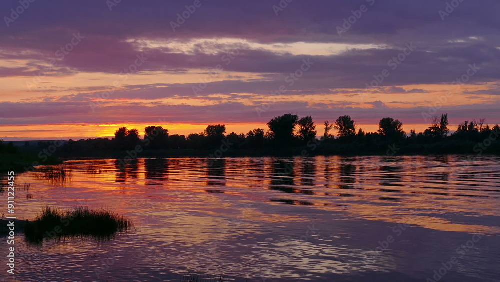 Wall mural river sunset landscape