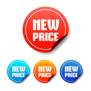 New Price Round Stickers
