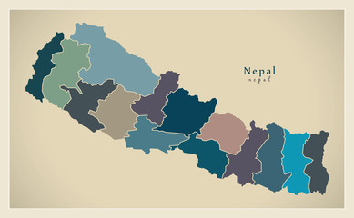 Modern Map - Nepal with zones political NP