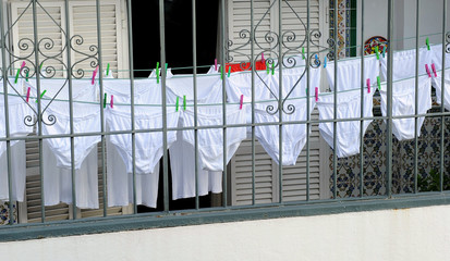 White underwear drying outdoors 