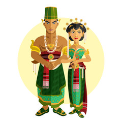 Indonesian Central Java Wedding Ceremony
Illustration Of Indonesian Coupe, Having Traditional Central Java Indonesia Wedding Ceremony 
