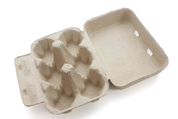 Empty egg tray isolated on white background