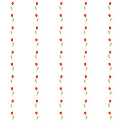 Red tulips on a white background. Pattern.