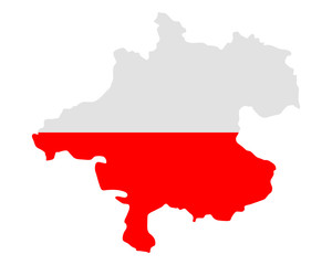 Karte und Fahne von Oberösterreich