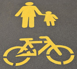 Pedestrian and bicycle road signs © majorosl66