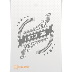 Textured paper with a gray pattern pistol bullets and belt in vintage style