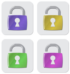 Vector  icon opened padlock set