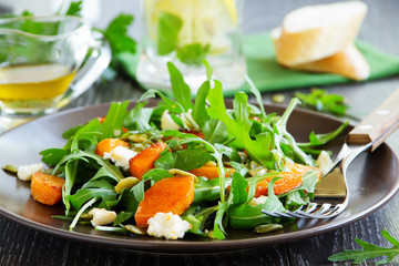 Pumpkin salad, arugula and feta.