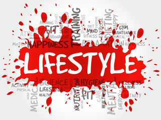 LIFESTYLE word cloud, fitness, sport, health concept