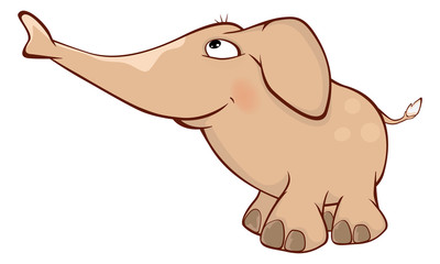 Cute elephant calf illustration. Cartoon
