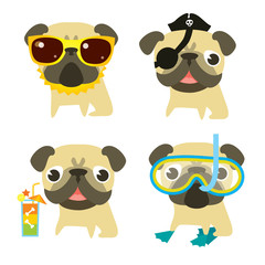 Funny pugs in different situations.