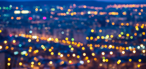 abstract circular bokeh city lights with horizon colorful backgr