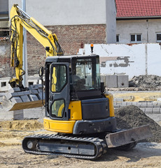 Excavators at the road construction