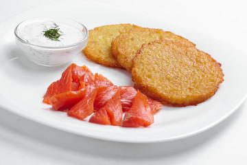 potato pancakes with salmon