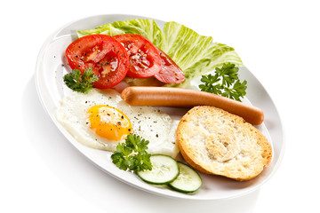 Breakfast - fried egg and sausage