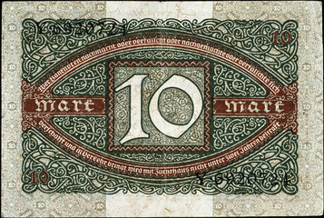Historische Banknote, 6. Februar 1920, Zehn Mark, Deutschland