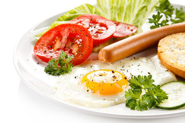 Breakfast - fried egg and sausage