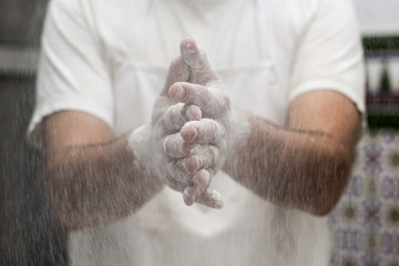 flour in my hands
