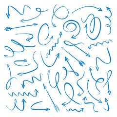 Collection of blue vector arrows