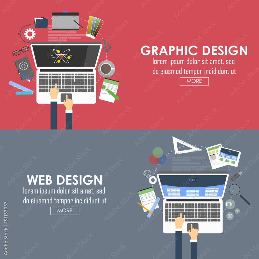 Poster flat designed banners for graphic design and web design. vector