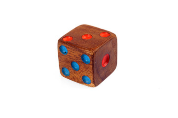 Woodend dice isolate on white