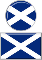 Scottish round and square icon flag. Vector illustration.