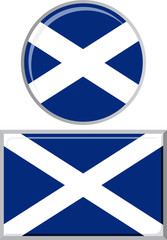 Obraz premium Scottish round and square icon flag. Vector illustration.