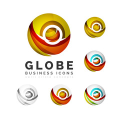 Set of globe sphere or circle logo business icons