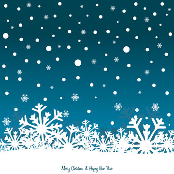 Christmas background with snowflakes on light blue background
