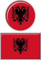 Albanian round and square icon flag. Vector illustration.