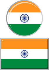 Indian round and square icon flag. Vector illustration.