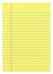 Lined Yellow Legal Paper Isolated on White
