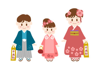 七五三参りの子供のイラスト