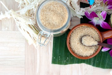 Juice of fresh sugar cane for drinks and sugar.