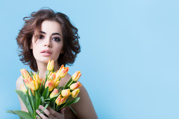 Woman with tulips.