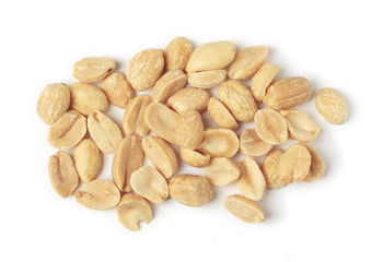 Salty Peanuts on a White Background