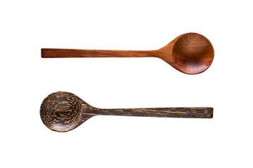 Wooden spoons isolated on white background