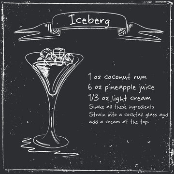 Iceberg. Hand drawn illustration of cocktai.