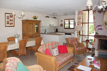 Modern, bright, clean, kitchen interior with stainless steel appliances in a luxury house