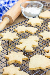 Fresh baked homemade shortbread cookies on a cooling rack