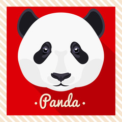 Vector portrait of a panda. Symmetrical portraits of animals. Vector Illustration, greeting card, poster. Icon. Animal face. Font inscription. Image of a panda's face.