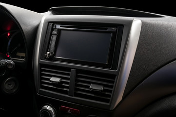 Modern car dashboard. Screen multimedia system.
